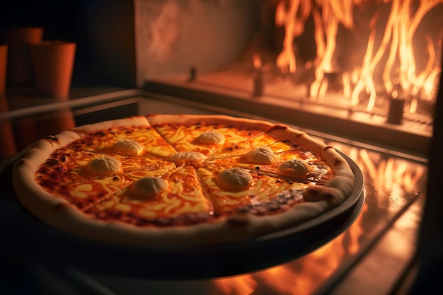 Cuocendo una pizza nel forno dove l'impasto diventa croccante, il formaggio si scioglie e il condimento acquista una tonalità dorata