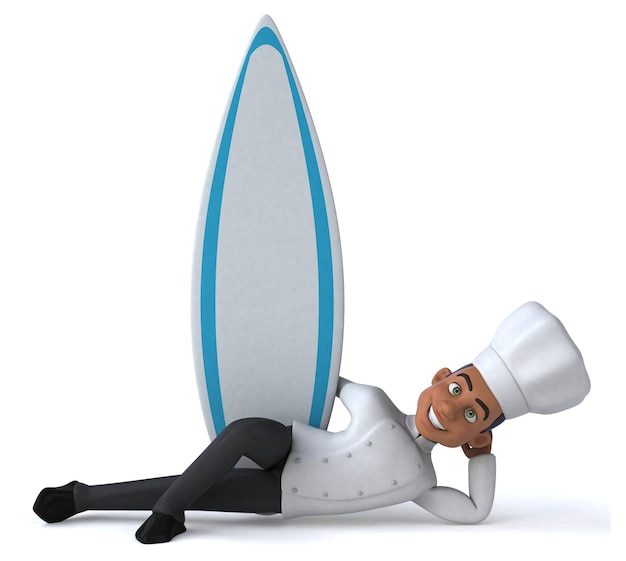 Cuoco unico divertente del fumetto 3D surf