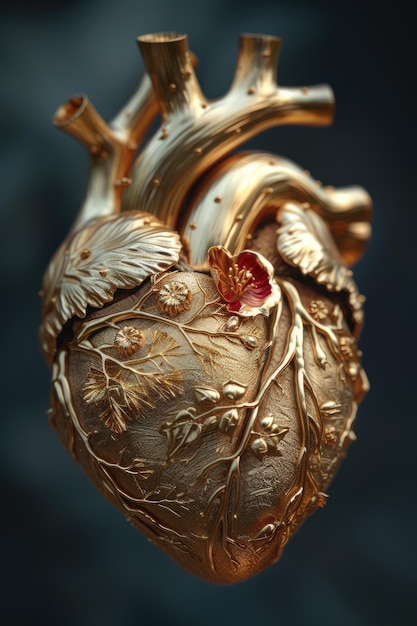 Cuore 3D vibrante un'immagine creativa e accattivante che mostra un cuore dinamico e visivamente sorprendente