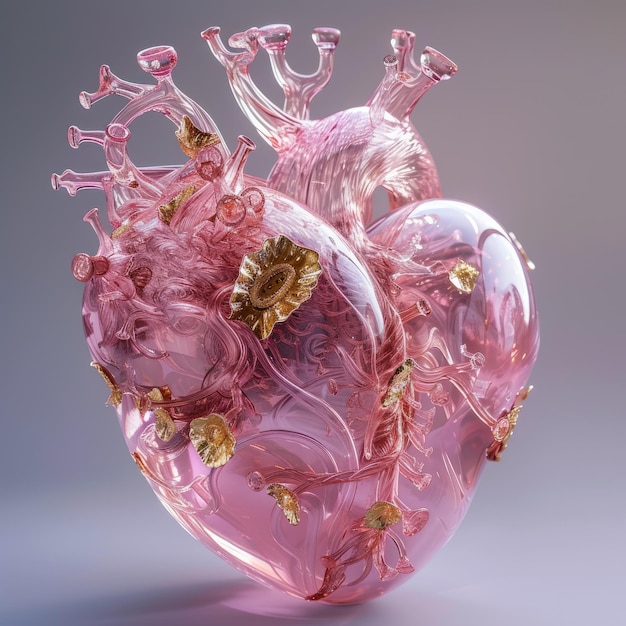 Cuore 3D vibrante un'immagine creativa e accattivante che mostra un cuore dinamico e visivamente sorprendente