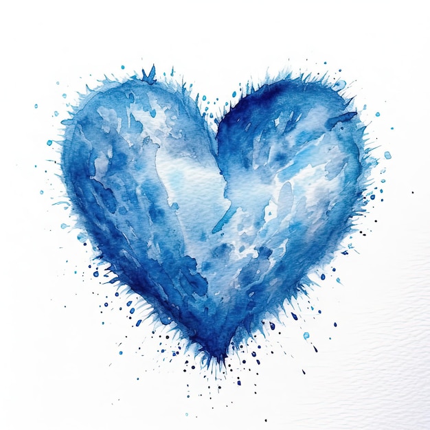 Cuore acquerello blu Illustrazione AI GenerativexA