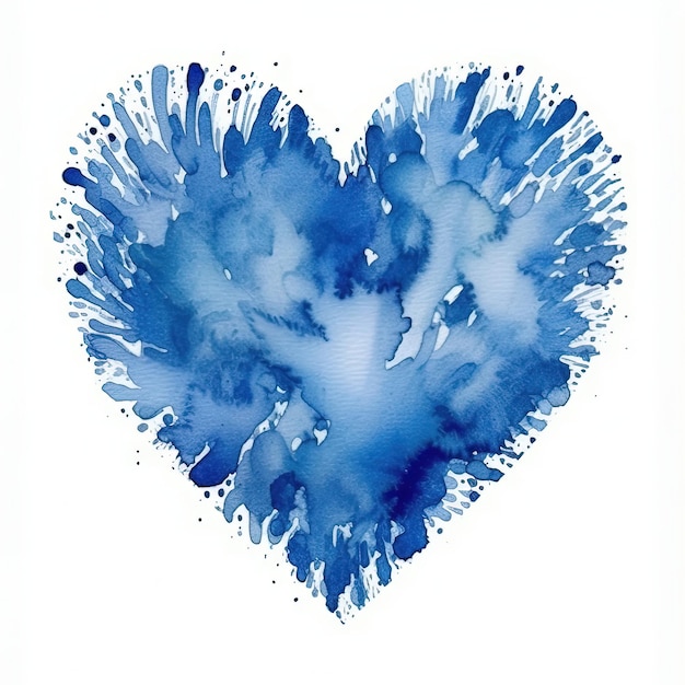 Cuore acquerello blu Illustrazione AI GenerativexA