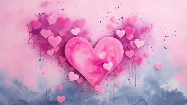 Cuore ad acquerello giorno di San Valentino biglietto di auguri relazione d'amore pittura d'arte
