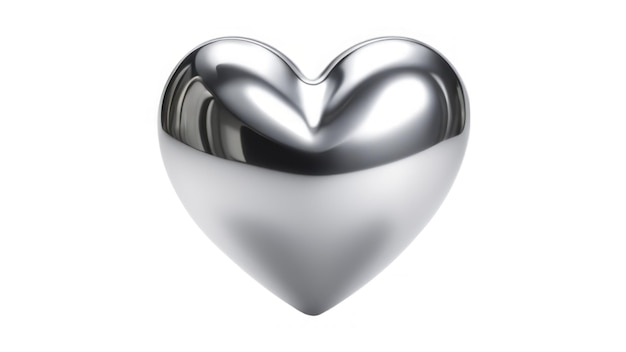 cuore argento isolato su sfondo bianco