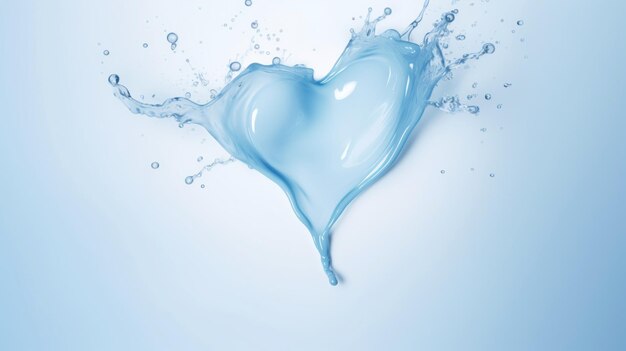 Cuore azzurro fatto di crema e spruzzi d'acqua Concetto di amore cosmetico AI generativa