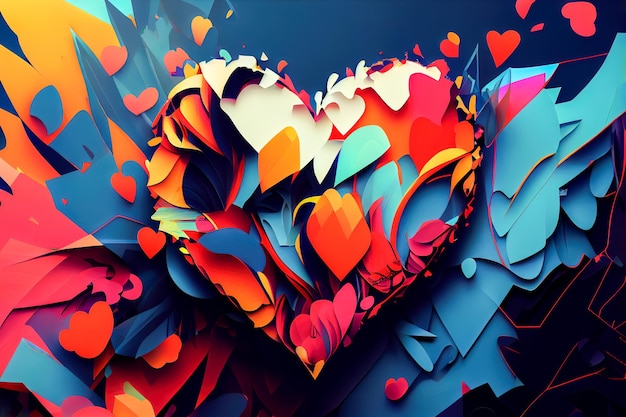 Cuore colorato 3d IA generativa IA generativa