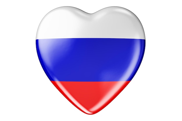 Cuore con bandiera russa rendering 3D