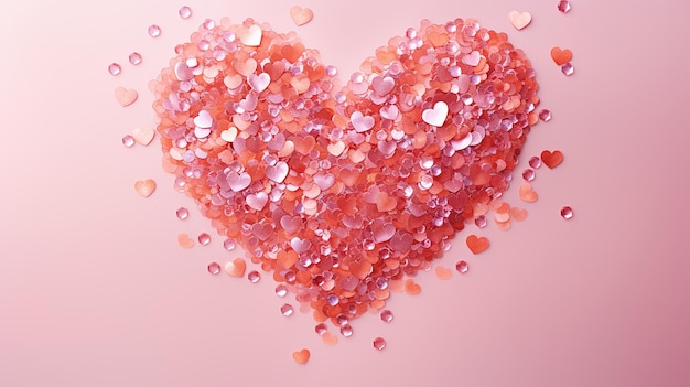 cuore con cuori su sfondo rosa