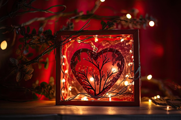 Cuore con luci per la decorazione natalizia Luce interna calda IA generativa