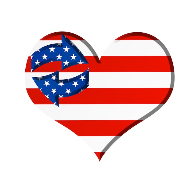 Cuore cromato creativo con bandiera americana