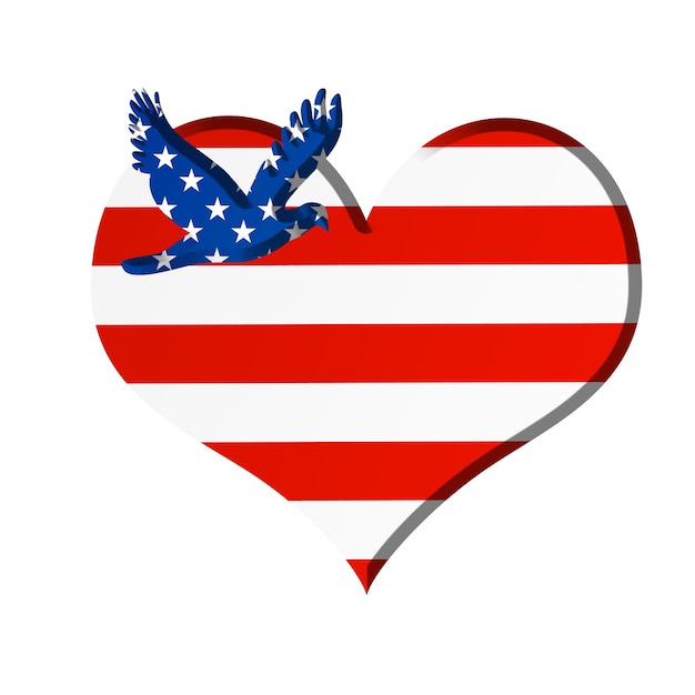 Cuore cromato creativo con bandiera americana