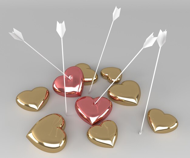 Cuore d'oro con una freccia