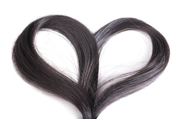 Cuore di capelli, isolato su bianco