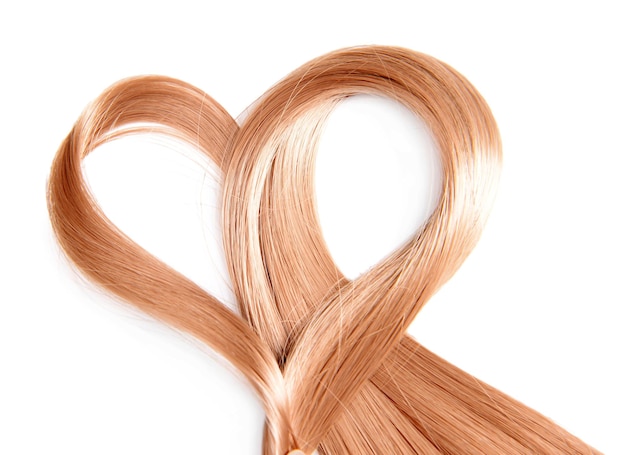 Cuore di capelli, isolato su bianco