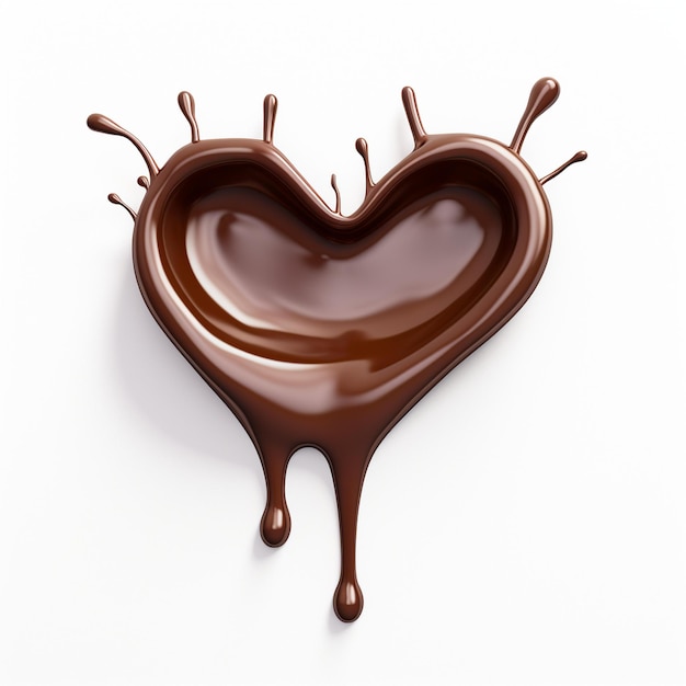 Cuore Di Cioccolato A Forma Di Cioccolato Gocciolante Su Sfondo Bianco