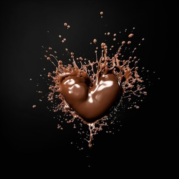 Cuore di cioccolato isolato su sfondo nero