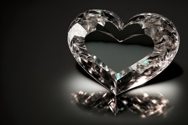 Cuore di diamante su sfondo nero