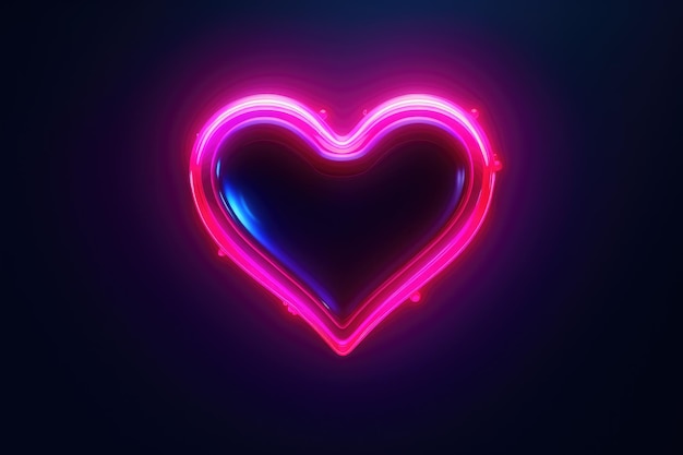 Cuore di neon, luce viola, sfondo scuro