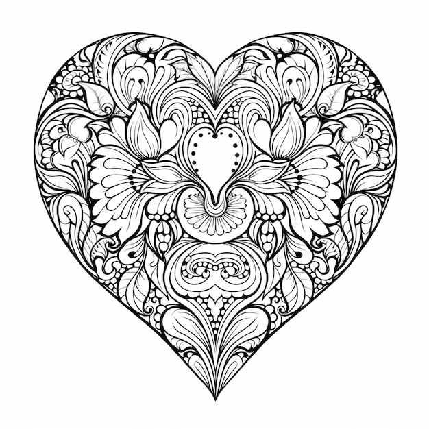 Cuore di paesley bianco e nero