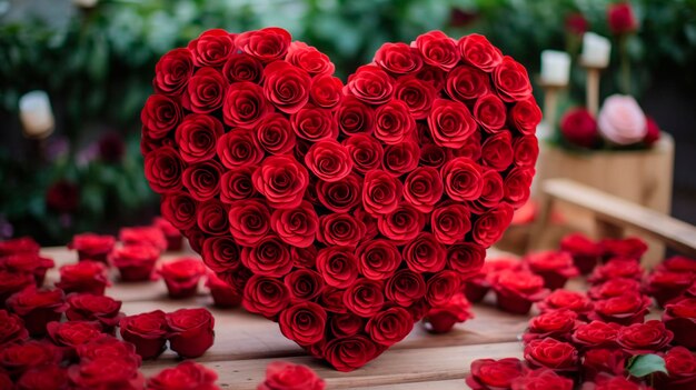 Cuore di rose rosse Generative AI Valentine