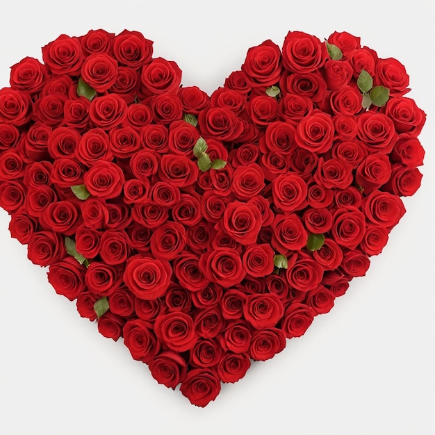 cuore di San Valentino fatto di rose rosse isolate su sfondo bianco