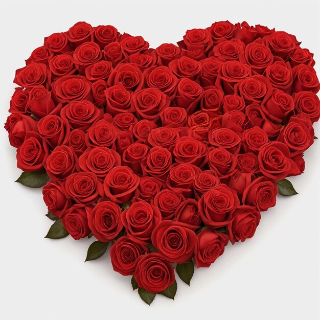 cuore di San Valentino fatto di rose rosse isolate su uno sfondo bianco