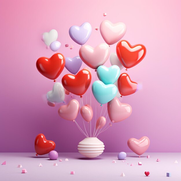 cuore di San Valentino su sfondo sfumato con illustrazione di argilla 3d ai generativa