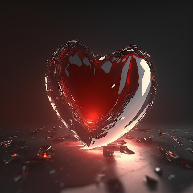 Cuore di vetro rosso AI rendering