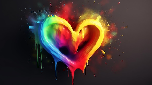 cuore dipinto con i colori dell'arcobaleno