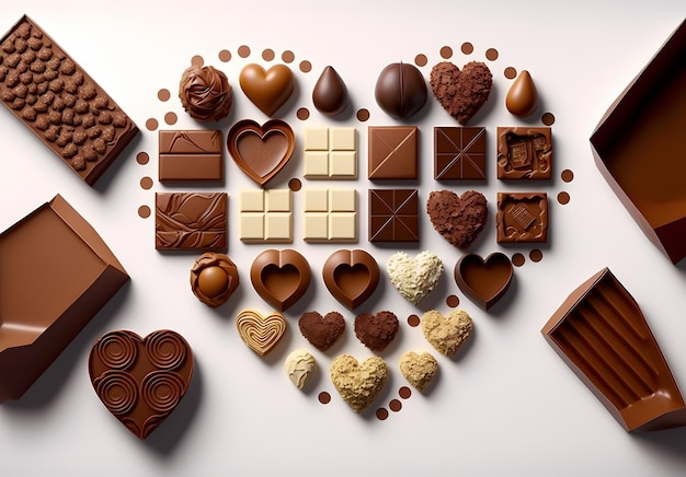 cuore fatto di cioccolatini e caramelle