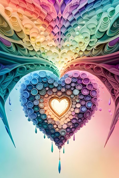 cuore fatto di cristalli e pietre preziose colori estetici colori liquidi gocciolanti geometrici