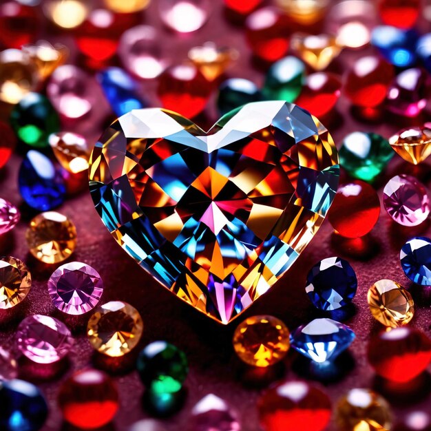 Cuore fatto di gemme che simboleggia l'amore e il romanticismo rari e preziosi per festeggiare il Giorno di San Valentino