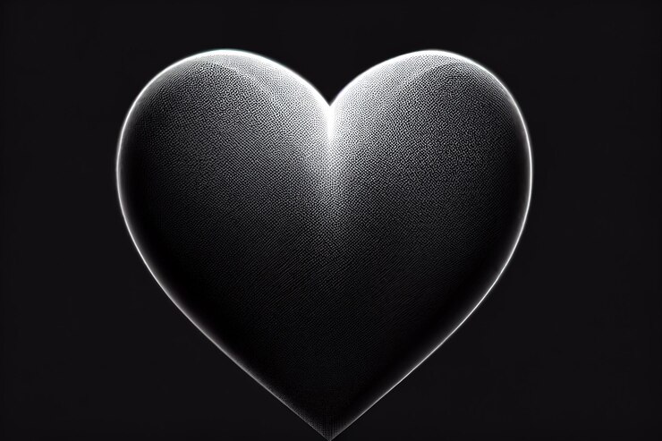 Foto cuore isolato su uno sfondo scuro spazio per banner di testo amore biglietto di san valentino