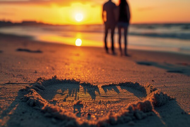 Cuore nella sabbia su una spiaggia