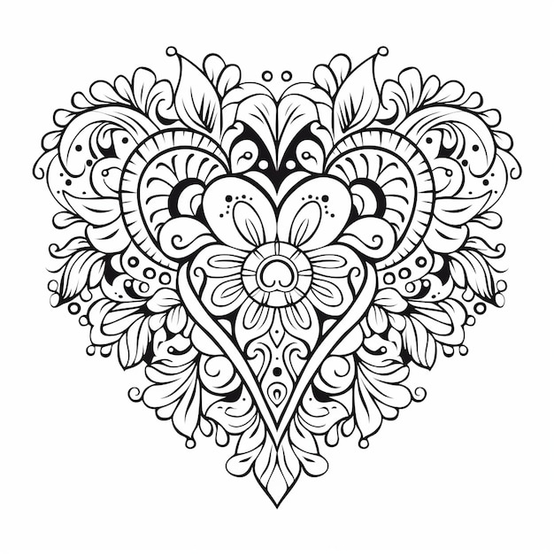 Cuore per la tua pagina da colorare in bianco e nero