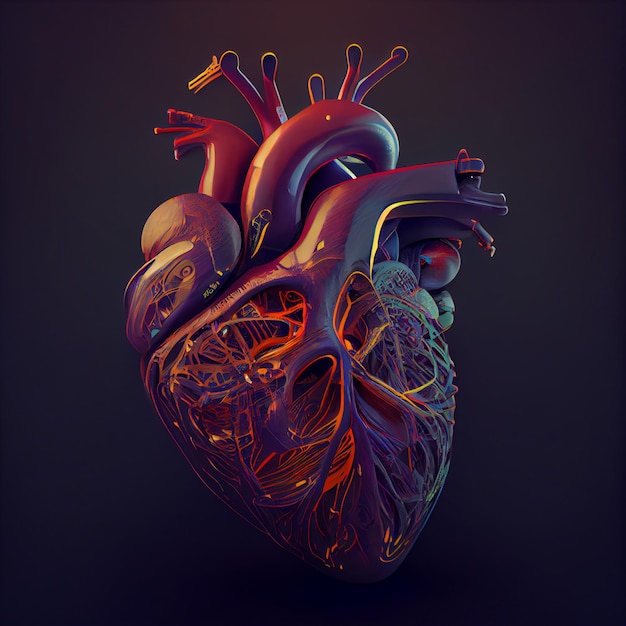 Cuore reale astratto forma di cuore realistico amore illustrazione 3d render sfondo