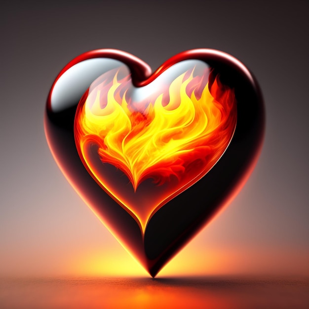 Cuore realistico in fiamme