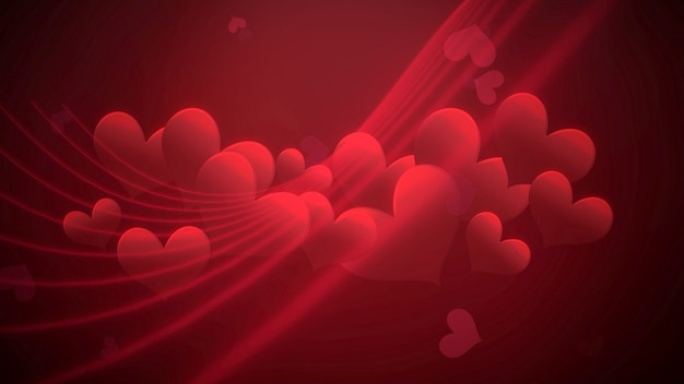 Cuore romantico del primo piano sul fondo brillante di San Valentino. Illustrazione 3D di stile lussuoso ed elegante per le vacanze