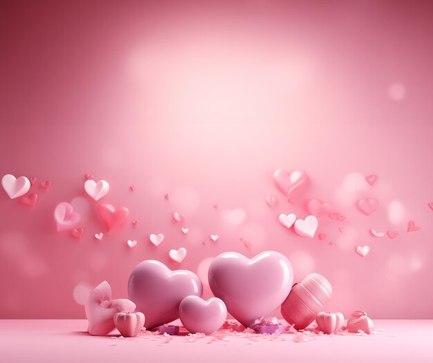 Cuore rosa su sfondo rosa carta da parati carina sfondo d'amore GenerativeAI