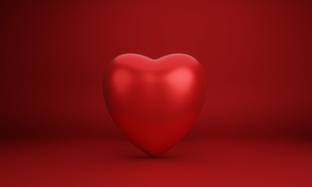 Cuore rosso 3D. Segno d'amore.