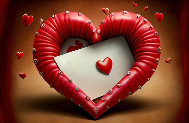 cuore rosso come biglietto di auguri realizzato con Generative AI San Valentino o festa della mamma