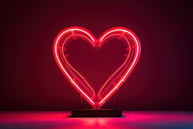 Cuore rosso dalla luce al neon amore e concetto di San Valentino IA generativa