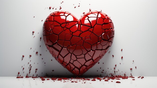 Cuore rosso spezzato un cuore spezzato sta per esplodere in molti pezzi generativo ai