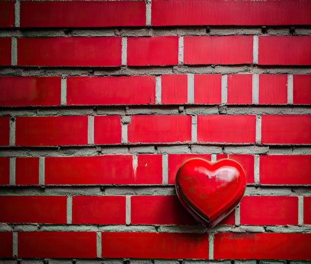 cuore rosso sul fondo del muro di mattoni