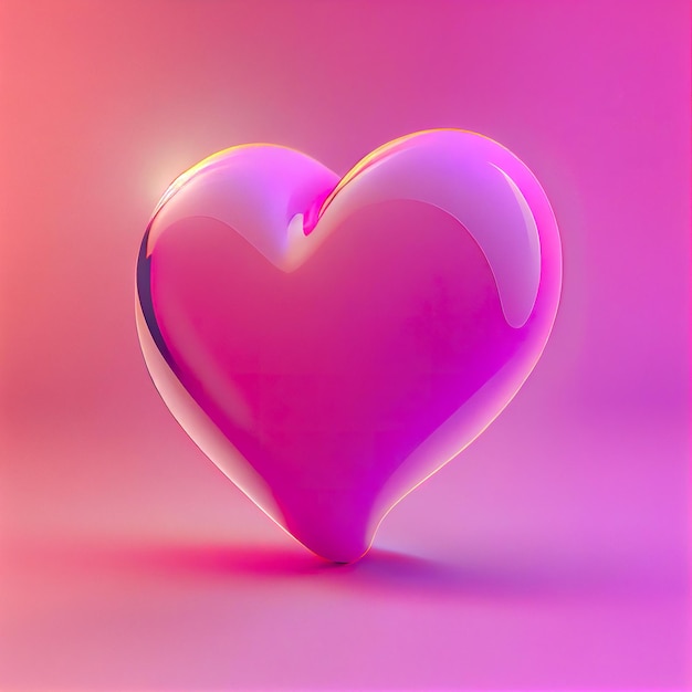 Cuore su sfondo rosa Lustrazione digitale 3d