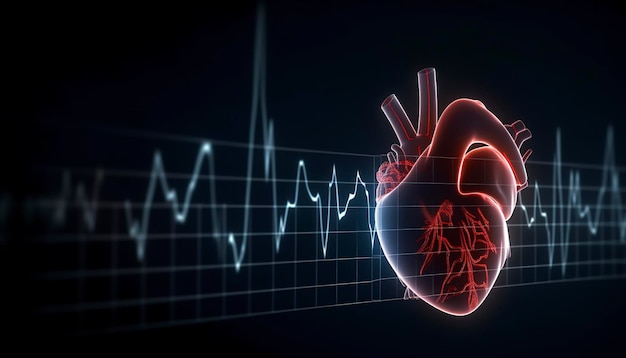 Cuore umano con cardiogramma per il cuore medico background sanitario Generativo Ai