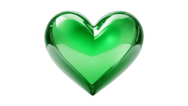 cuore verde isolato su sfondo bianco