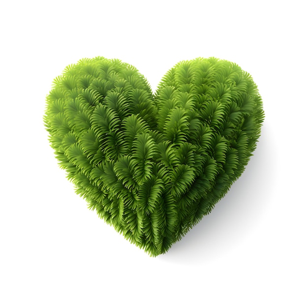 Cuore verde su sfondo bianco IA generativa