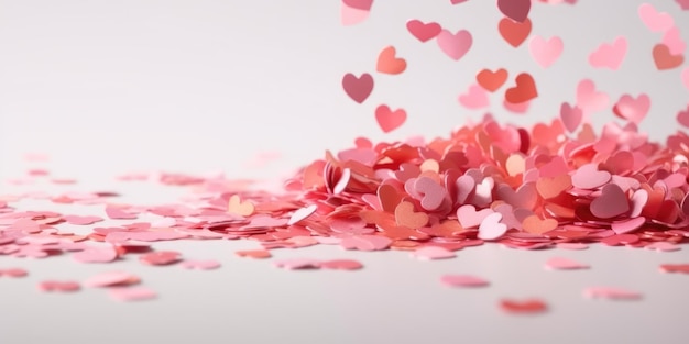 Cuori confetti su sfondo bianco sfondo di San Valentino concetto d'amore