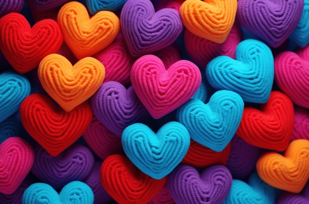 cuori di lana ricamati all'interno di un disegno a forma di cuore o di una forma di cuore con ricamo